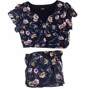 NWT By and By Floral crop and maxi Skort set
